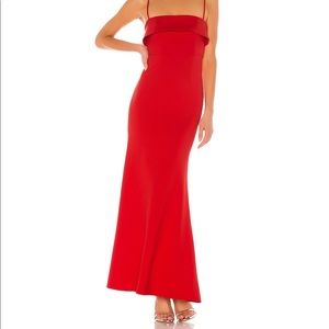 Uzi Gown in Red Orange by NBD. Size small.